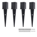 4 Pcs 4 "x 4 "Fence Post Anchors Ground Spike 22"(Fit 3.6 ” X 3.6”) | Heavy Duty Carbon Steel Fence Stakes Post Base with Black Powder Coated Support for Mailboxes|Fences|Trellis Posts|Banners