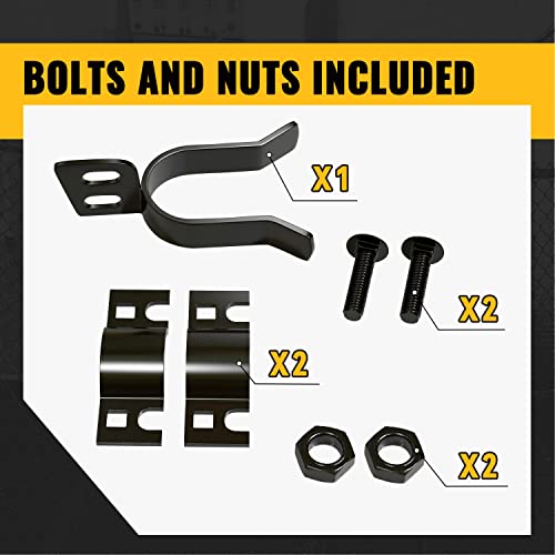 VIVIDA Chain Link Fence Gate Latch 1-3/8" x 1-5/8", Black Fork Latch, 1 PCS | Black Chain Link Fence Parts, With Padlock Hole, Bolts & Nuts Included - size: 1-3/8" x 1-5/8" (1 PCS)