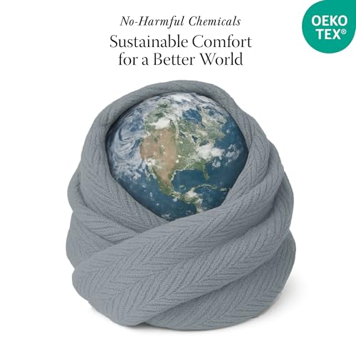 Threadmill Luxury 100% Cotton Queen Herringbone Blanket, Scottish Grey | All-Season Thermal Blanket, Soft & Breathable, Cozy Moisture-Wicking, OEKO-TEX Certified, Machine Washable, 90x92 in - color: Scottish Grey, size: Queen (90" x 92")