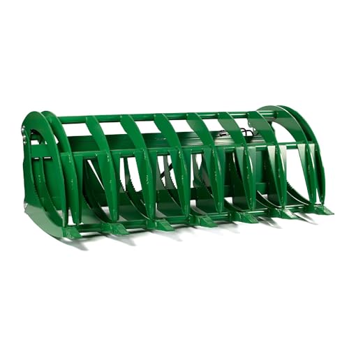 Titan Attachments Extreme Root Grapple Rake Attachment, Global Euro Connection, Heavy-Duty Rake Attachment, Twin 3,000 PSI Cylinders, Replaceable Forged Steel Teeth - size: Rake Length: 84"