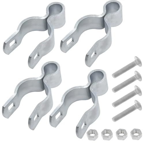 4 Pack 1-5/8" Chain Link Fence Frame Gate Post Female Hinge, Galvanized Steel Gate Hinge for Fence Posts, Bolts & Nuts Included - size: 1-5/8" Female