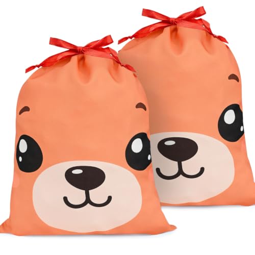 KzgtY Bear 2PCS Gift Bags with Drawstring, 16 x 12 Inch Reusable Present Sacks for Christmas,Brithday, Holidays,Parties & Gift Packaging - color: Bear