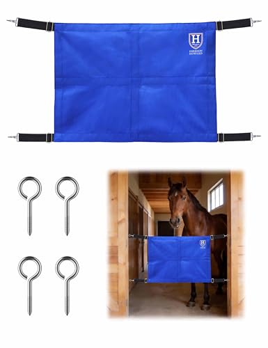 Harrison Howard Stall Guard for Horse Barn with Adjustable Straps and Sturdy Spring Hooks Included Horse Stall Guard, Blue - color: Blue