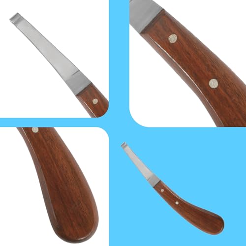 Hoof Knife with Comfortable Wooden Handle - Ergonomic Grip for Horse Farriers and Horse Hoof and Horseshoe Trimming - style: Polished Wooden Grip