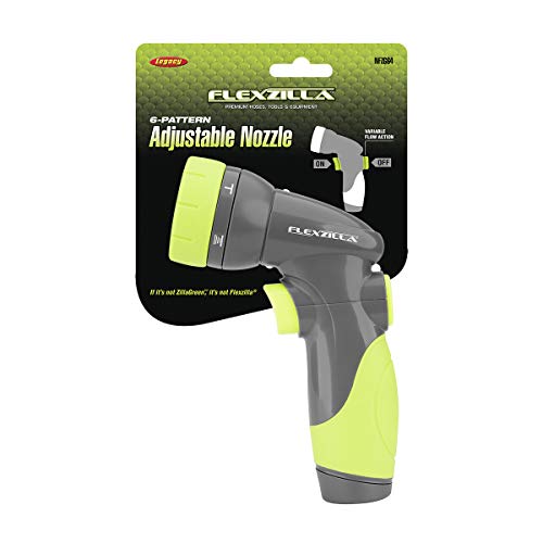 Flexzilla 6-Pattern Adjustable Garden Hose Nozzle Sprayer with Easy to Use on/off toggle & Durable Design - color: Chartreuse, style: 6-Pattern Toggle Switch
