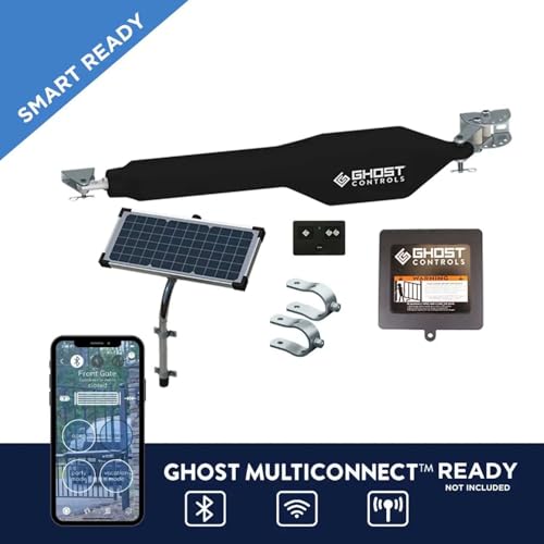 GHOST CONTROLS Solar Heavy-Duty Automatic Gate Opener Kit for Driveway Swing Gates with Long-Range Solar Gate Opener Remote - Model TSS1XP - size: Solar Single Swing Gate Opener
