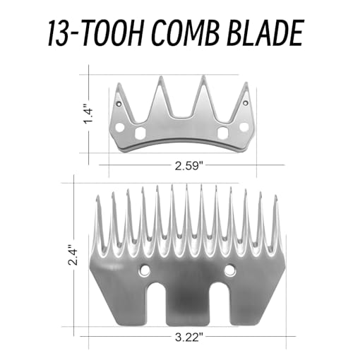 4Pcs 13 Tooth Sheep Shear Blades Compatible with Oster/Lister/Heiniger | For Grooming Goats, Lambs, Llamas & Alpacas