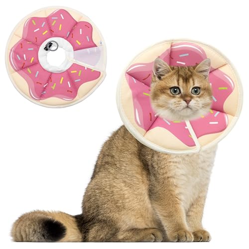 Soft Adjustable Cat Cone Collar, Comfortable Cat Recovery Collar | Suitable for Various Types of Cats,Elizabethan Neck Protective Collar for Cats After Surgery (Pink, Medium) - color: Pink, size: Medium