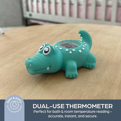 Dreambaby Floating Crocodile Bath Thermometer - Water Temperature Monitoring for Newborns, Infants, Toddlers - Croc Toy with Fahrenheit Display | Instant Digital Water & Room Temperature - Fun Floating Turtle Toy - Helps Monitor Bath Water Temperature - c