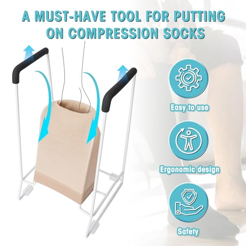Zipcase Large Stocking Donner, for Calves from 18" to 20" in Circumference | Sock Aid Tool to Put on Compression Socks, Compatible for JOBST,SB SOX,CHARMKING,FITRELL,Bluemaple,COOLOVER, White - size: Large