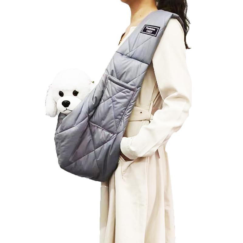 CYBERNOVA Small Pet Dog Cat Sling Carrier for 3-15lbs, with Pocket,Hand-Free Pet Bag Dog Cat Puppy Carry Bag for Travel and Walking Outdoor (Grey) - color: Grey