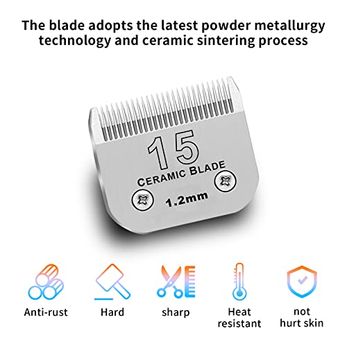 15# Dog Grooming Ceramic Blades,Compatible with Andis,Oster A5,Wahl KM10 | Size 15# Detachable Ceramic Blade 3/64-Inch 1.2MM Cut Length,3 Pack - size: 3pc 15:3/64''(1.2mm)