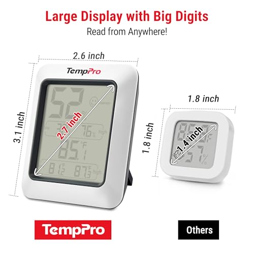 TempPro TP50 Digital Hygrometer Indoor Thermometer Room Thermometer and Humidity Gauge with Temperature Humidity Monitor(Previously ThermoPro) (Pack of 3) - size: Classic (Pack of 3)
