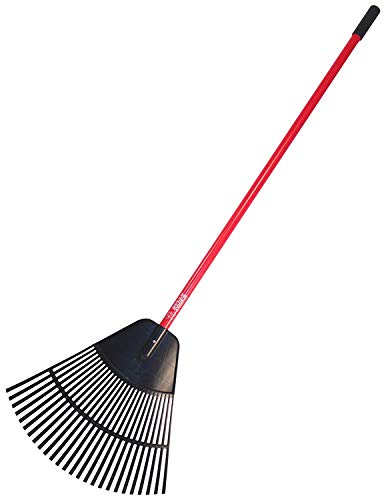 Bully Tools Poly Lawn and Leaf Rake - Fiberglass Handle, 24-Inch - Commercial Grade Heavy Duty Poly Tines, 90 Degree Teeth - Ideal Rake for Leaves, Gardening and Landscaping - 100% Made in The USA