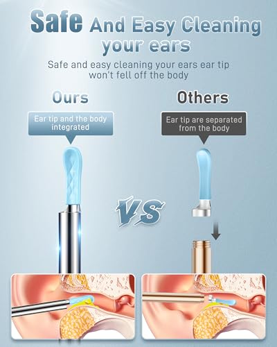 Ear Wax Removal, Ear Cleaner with Camera and Light, FSA - HSA Eligible, Ear Wax Removal Tool Camera with 1080P, Ear Cleaning Kit with 6 Spoons - color: Deep Blue
