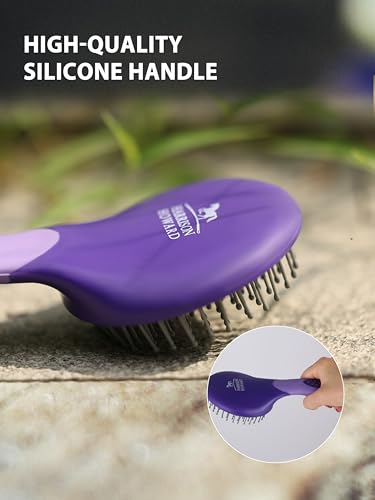 Harrison Howard Horse Grooming Brushes Kit 7 pieces with Organizer Tot Equine Care Series Horse Brush Sets New Purple - color: New Purple