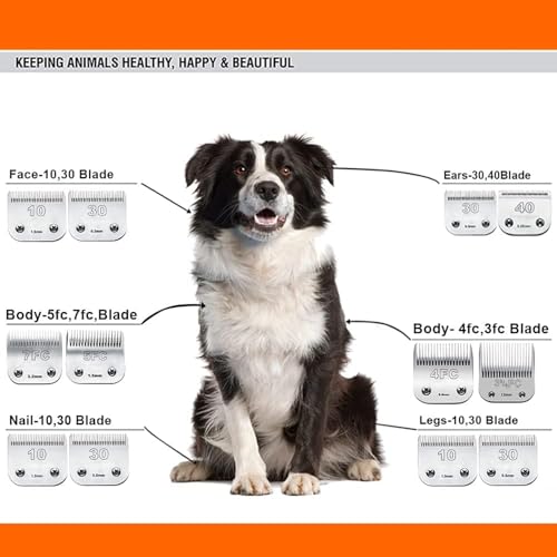 5PACK Dog Grooming Clipper Replacement Blades Compatible with Andis Clipper | For Oster A5/Wahl KM Series Dog Clipper with Ceramic Blade & Stainless Steel Blade (#10+5FC+7FC+3FC+4FC) - color: #10+5fc+7fc+3fc+4fc