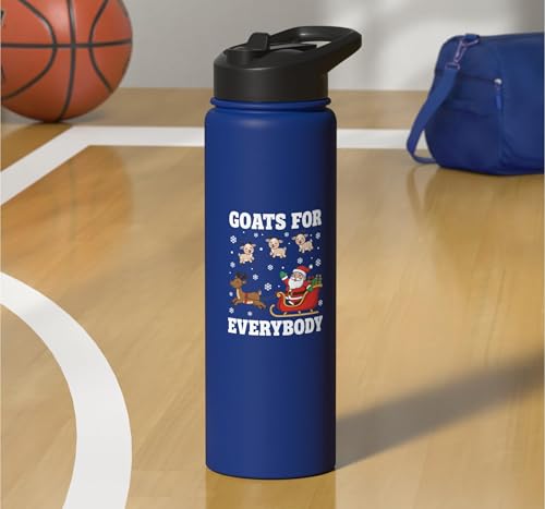 Goats For Everybody Christmas Kids Santa Reindeer Snowflake Stainless Steel Insulated Water Bottle - color: Royal Blue