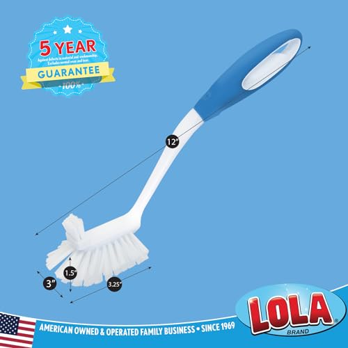 LOLA Pro Utility All Purpose Kitchen Cleaning Brush, 4 Pack, Durable Bristles, Comfort Ergonomic Rubber Non-Slip Grip, Built-in Food Scraper - color: Utility All Purpose Brush, size: 4 Pack