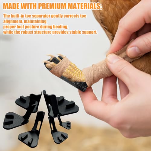 6-Pack Chicken Splint for Broken Feet & Curled Toes | Prosthetic Leg Splints for Hens, Roosters & Chicks | Bumble Foot Treatment Kit with Toe Separator & Bandage