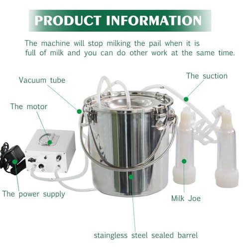 7L Goat Milking Machine,Rechargeable & Adjustable Suction Electric Milker - size: 7L Goat Battery