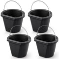 Marsui 4 Pcs Rubber Feeder Bucket, 18 Quart 4.5 Gallon Rubber Horse Feed Bucket, Large All-Purpose Water Pan, for Goats Horses Animal Feeding, Black