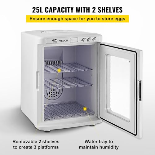 Happybuy White Reptile Incubator 25L Scientific Lab Incubator Digital Incubator Cooling and Heating 5-42°C Reptile Egg Incubator 12V/110V Work for Small Reptiles - color: White
