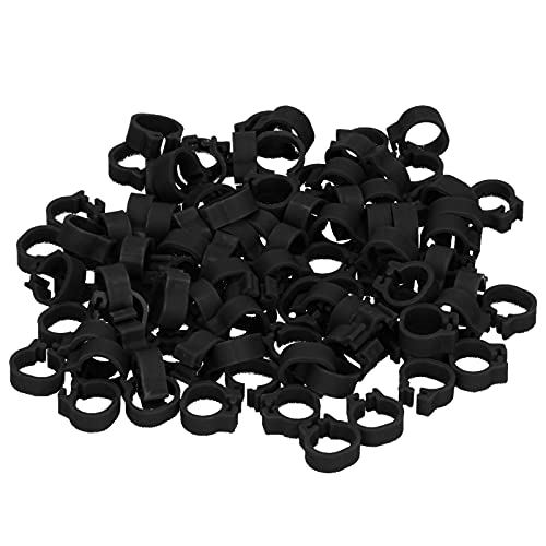 Zerodis 100PCS 8mm Leg Rings, Plastic Identification Bands for Pigeons, with Reusable Easy to Install for Poultry Dove Marking (Black) - color: Black