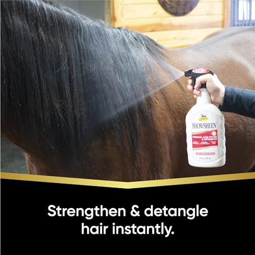 Absorbine ShowSheen Hair Polish & Detangler, 32 fl oz Quart Spray Bottle | Mane & Tail, Pro-Vitamins, Silk Proteins, Lustrous Shine, Reduces Hair Breakage, Promotes Longer Healthy Hair, Horses & Dogs - size: 32 fl oz Spray Bottle