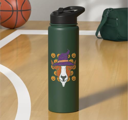 Halloween Goat Pumpkin Farm Animal Costume Men Women Kids Stainless Steel Insulated Water Bottle - color: Dark Green