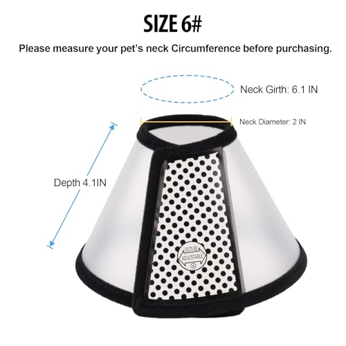 Depets Adjustable Recovery Pet Cone E-Collar for Cats Kittens Rabbits, Plastic Elizabeth Protective Collar Wound Healing Practical Neck Cover, Neck Girth 6.1 in
