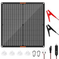 30Watt 12V Solar Car Battery Trickle Charger & Maintainer | Portable Waterproof Solar Panel Kit Fits 12V Batteries for Boats, Marine, RVs, Automotive, Trailer with Alligator Clip - size: 30W Solar Panel