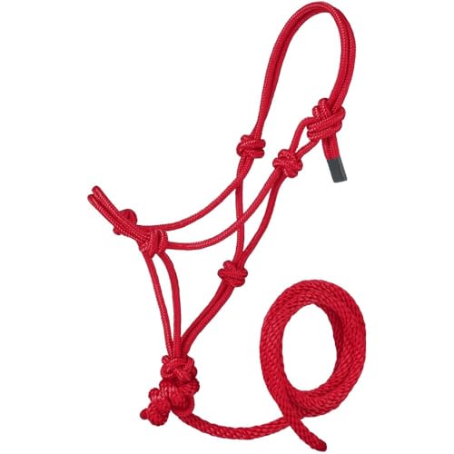 Tough1 Miniature Poly Rope Halter with Lead - color: Red, size: Medium