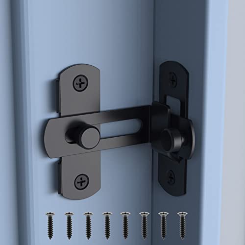 Barn Door Lock, 90 Degree Bifold Flip Door Latch, Black | Stainless Steel Angle Latch Lock for Barn, Bathroom, Outdoor, Garage - color: Black