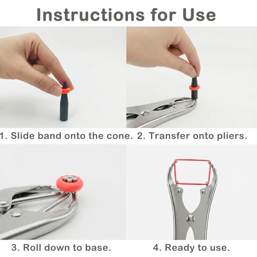 Goat Banding Kit, Livestock Castration Bander with Stainless Steel Expander Pliers, 120Pcs 2 Sizes Castrator Rings and Ring Installation Tool for Goats, Lambs, Calves, Sheep, Piglets - style: Pliers，60-S, 60-M