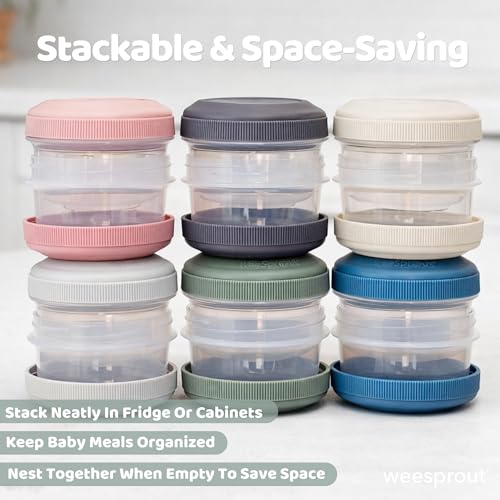 WeeSprout Baby Food Containers - Small 4 oz Containers With Lids, Leakproof & Airtight, Freezer Safe, Dishwasher Safe, Thick Food Grade Plastic, Set of 12 Baby Food Storage Containers + Color Options - color: Vivid Variety