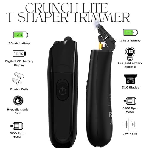 Supreme Trimmer 2-in-1 DLC T-Shaper Beard & Hair Trimmer + Crunch Lite Foil Shaver | Barber-Grade Precision & Travel Kit | Cordless Beard Grooming Set - style: Crunch Lite & DLC T-Shaper
