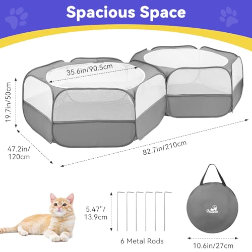 Pawaboo Small Animals Playpen, Large Chick Brooder with Zipper Splicing | Portable Chicken Coop Run, Pop Up Pet Enclosure Cat Tent for Guinea Pig Bunny Puppy Indoor Outdoor - color: T-Classic Gray