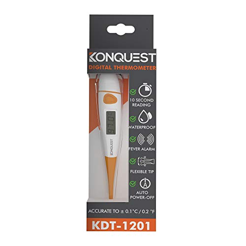 Konquest KDT-1201 Best Digital Medical Thermometer, Highly Accurate and Fast, Easy to Use, 10 Second Reading. Detect Fever Quickly - Oral Armpit and Rectal Thermometer for Babies Children and Adults