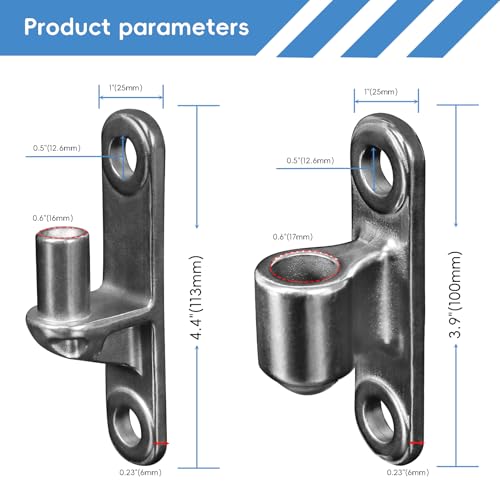 304 Stainless Steel Gate Hinges 5/8" Heavy Duty Door Hinges 600LB Capacity No Squeaking for Wall Mount Hinges for Farm Gates & Wooden Fences, 2 Pack