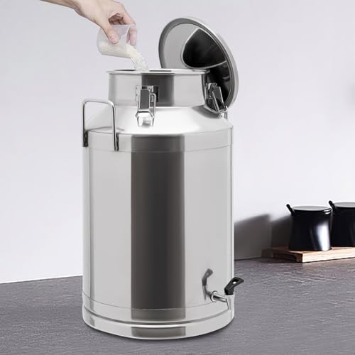 60L/15.85Gal Stainless Steel Milk Can 201 Stainless Steel Milk Jug Sealed Bucket Wine Pail Bucket Milk Can Liquid Storage Container w/Faucet & Sealed Lid for Milk Wine Water Liquid - size: 60L|w/Faucet|201