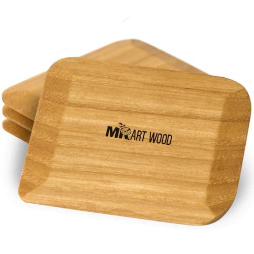 Wooden Pot Scraper Set of 4 – Wood Pan Scraper for Cast Iron, Dishes & Baking | Non-Scratch, Dish-Safe, Food-Safe | Ergonomic Kitchen Scraper Tool