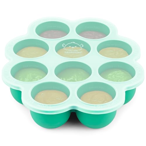 KeaBabies Silicone Food Freezer Trays with Lid, 2oz x 10 Pods(Alpine Green) | Baby Food Storage Containers, Easy Puree Meal Prep, Breast Milk Silicone Freezer Molds, Dishwasher, Microwave Safe, BPA-Free - color: Alpine Green