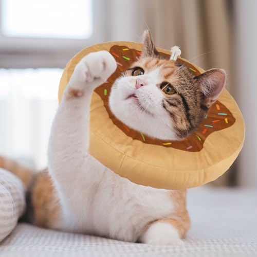 Cat Cone Collar Soft, Cat Recovery E Collar After Surgery to Stop Licking, Adjustable Waterproof Neck Elizabethan Pet Kitten Puppy Donut Pillow for Cats Wound Healing, Donut - color: Donut, size: Small(5-9.5in)