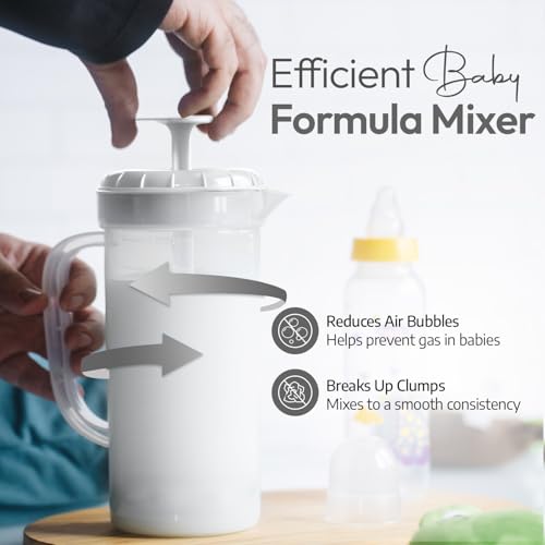1 Quart Plastic Mixing Pitcher with Mixing Lid, BPA Free, Shatterproof Beverage Jug for Iced Tea, Lemonade, Juices, Milk – Leak-Proof, Easy Stirring, Dishwasher Safe | White - color: White, 1qt Mixing Pitcher