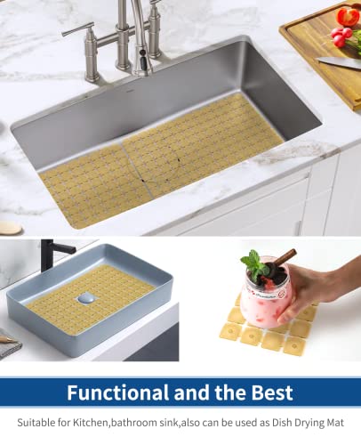 Bligli Sink Mat 2 Pack - 15.7x11.8 inch PVC Protectors for Stainless/Ceramic Sinks, Drain Mats (Brown) - color: Brown