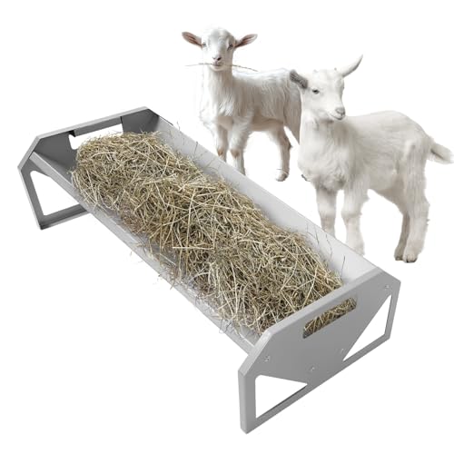 Livestock Feeding Trough 22 Gallon Capacity 45" Hay Feeder Heavy | Duty Livestock Trough for Horse Sheep Cattle Hog V-Shaped Farm Sheds Pen Water Feeder Trough Powder Coated Silvery Steel - color: Silvery