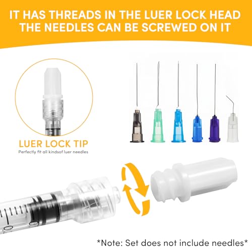 1mL Luer Lock Syringe with Cap - Without Needle - Leak-Proof Accurate Measurement - 1cc luer lock syringe for Lab Use and Home Care (30 pack) - size: 1ml Luer Lock Syring-30pcs