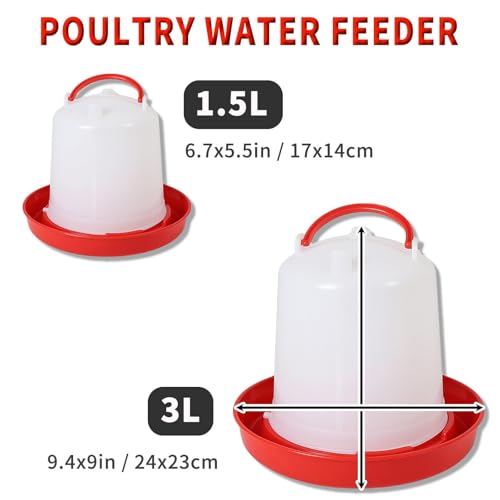 Oncpcare Poultry Feeder and Waterer Set, 4 Pack Chick Feeders and 2 Pack 3L Chicken Waterers Combo Kit | No Spill, Easy Fill Design for Baby Chicks, Ducklings, Quail, Pigeons, Small Poultry Brooder