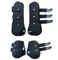 Open Front Jumping Tendon Horses Boots, Secure Leg Protection, Lightweight and Tough Dressage Horse Riding Equestrian Equipment - color: Black(Front & Hind Boots Set)